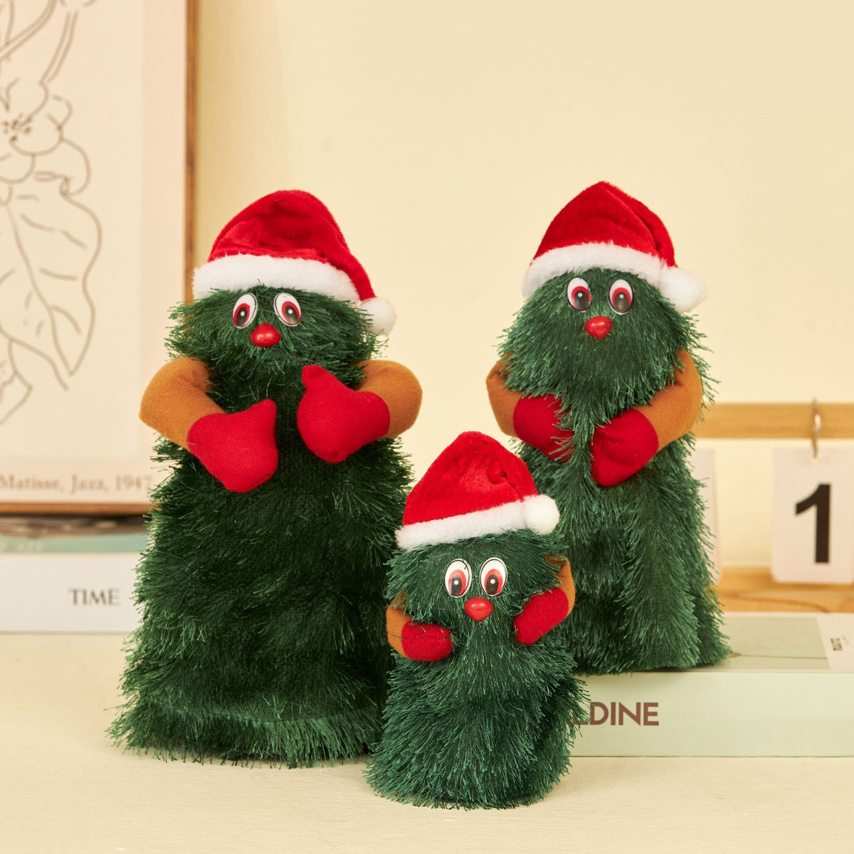 Musical Christmas Dancing tree swaying rotating music electric christmas kids toys set with santa hat and mittens 