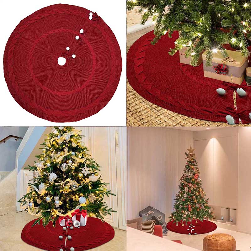 50inch Red christmas tree skirt with christmas tree 