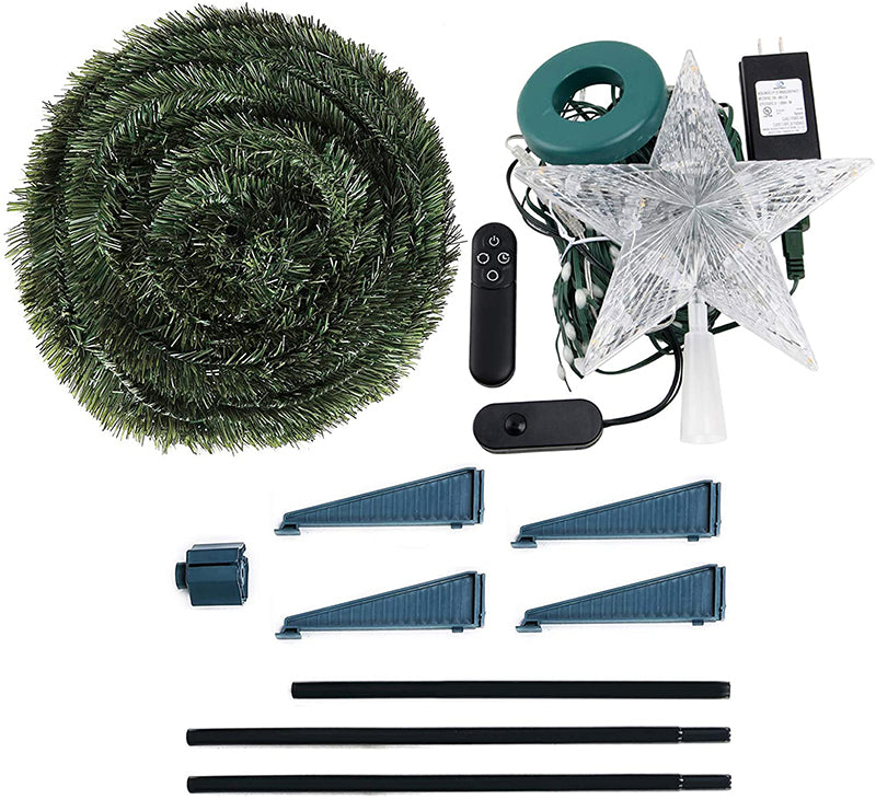 6ft Pre lit Metal flagpole popup christmas tree with star topper and led changing lights