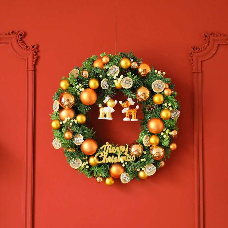23-inch luxurious Christmas wreath with Golden glass ornaments