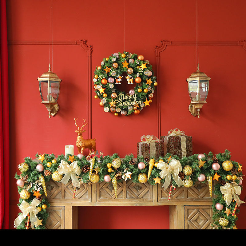 23-inch luxurious Christmas wreath with Golden glass ornaments