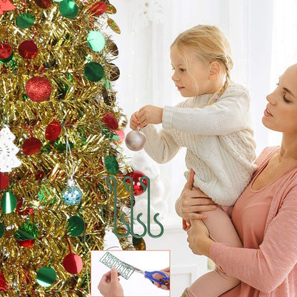 5ft Pop Up Slim Collapsible Tinsel Christmas Tree with Artificial Sequin