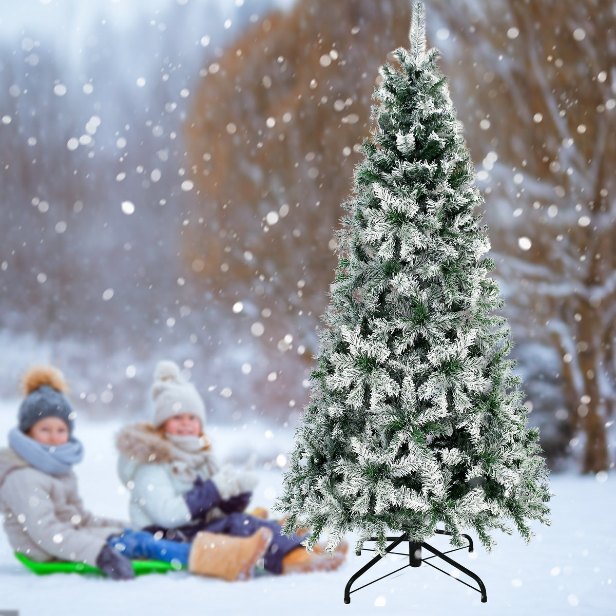 7ft Artificial snowflake christmas tree demonstration picture