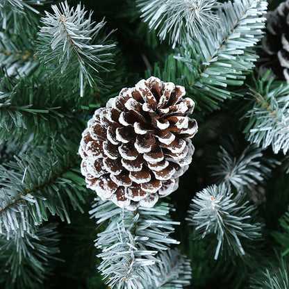 6.5ft Cedar Flocked Christmas Tree with  pine cones and red berries
