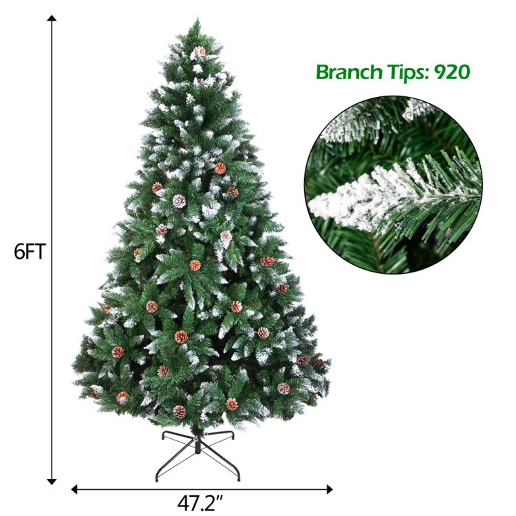6FT Indoor and Outdoor Christmas Tree with Branches and Pine Cones