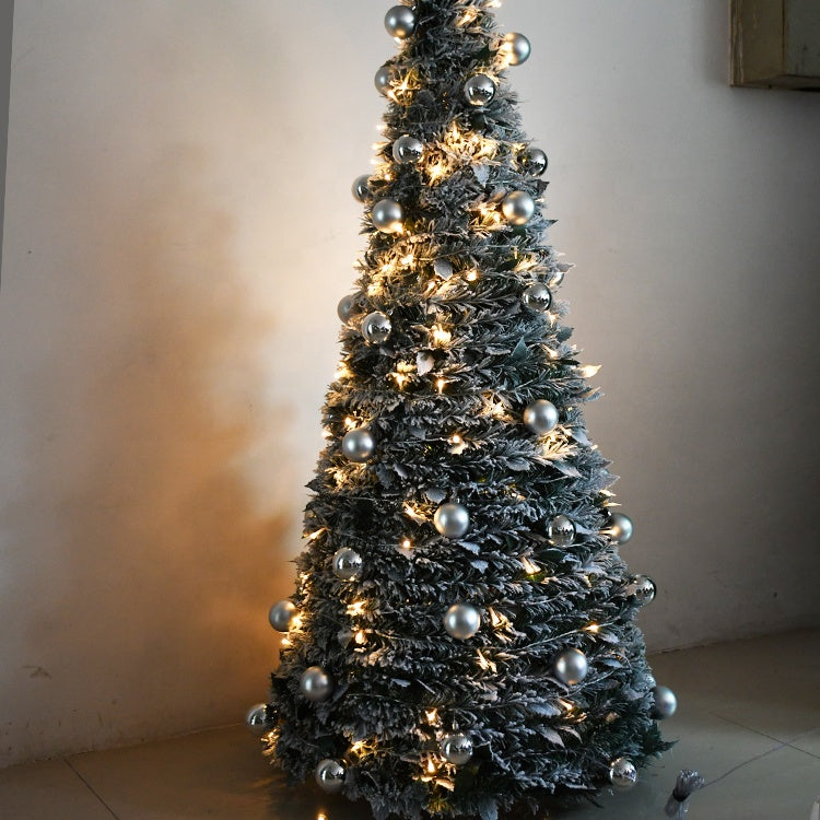 6ft GREY  Pre-lit frosty flocked Christmas tree with snow and lights for indoor and outdoor