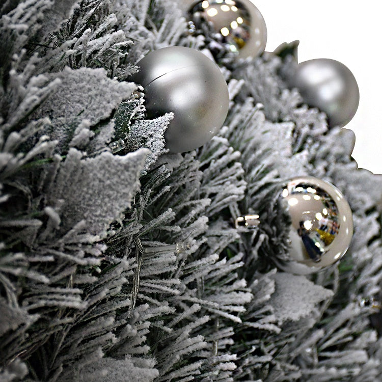 6ft GREY  Pre-lit frosty flocked Christmas tree with snow and lights for indoor and outdoor
