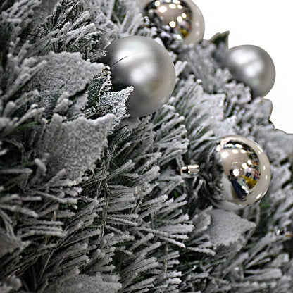 6ft GREY  Pre-lit frosty flocked Christmas tree with snow and lights for indoor and outdoor