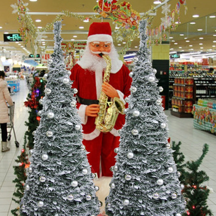 6ft GREY  Pre-lit frosty flocked Christmas tree with snow and lights for indoor and outdoor